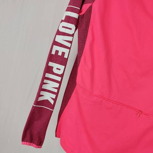 Victoria's Secret PINK ULTIMATE Half Zip Up Pink Heathered Spellout Women's Size - Picture 8 of 8